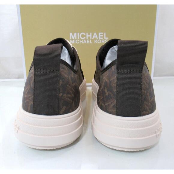 Michael Kors Evy Lace Up Empire Signature Logo Sneakers Brown - Picture 7 of 10